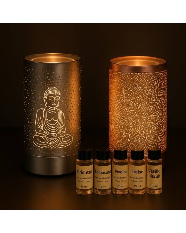 2 petite lampe diffuseur de parfum + 5 extraits de parfum de Grasse