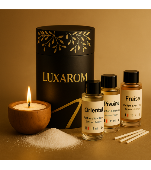 1 coffret de sable de bougie +

3 parfums + 10 mèches.