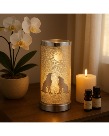 Lampe design Loups, ambiance nature et diffusion de parfum raffinée.