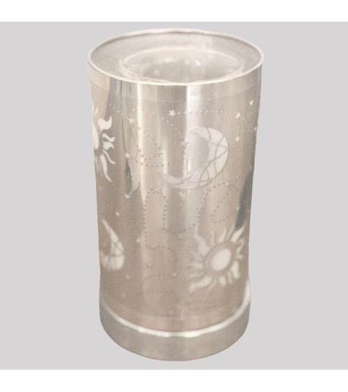 Lampe diffuseur de parfum motif Soleil et Lune, design cosmique et ambiance parfumée.