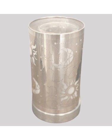 Lampe diffuseur de parfum motif Soleil et Lune, design cosmique et ambiance parfumée.