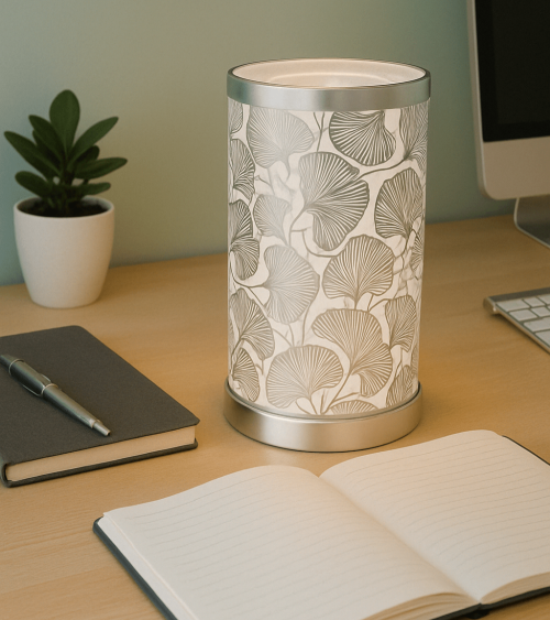 Lampe diffuseur de parfum motif Nénuphar, ambiance florale et relaxante.
