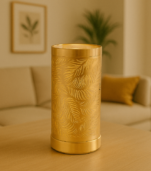 Lampe diffuseur de parfum motif Feuilles, décoration naturelle et senteurs végétales.