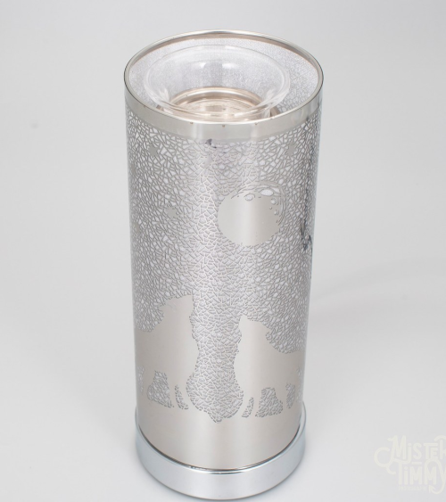 Lampe diffuseur de parfum motif Loups, décoration sauvage et parfumée.