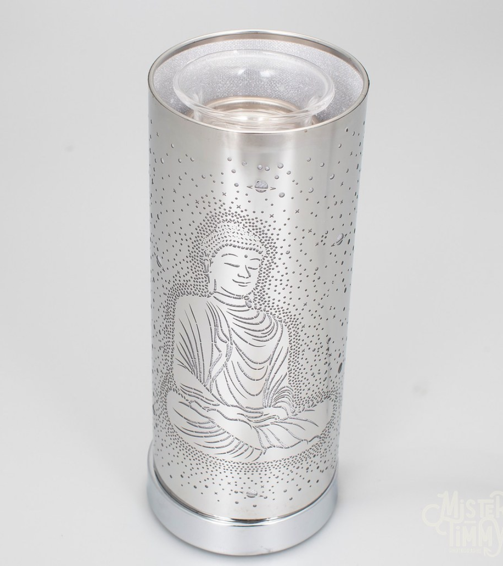 Lampe diffuseur de parfum motif Bouddha, ambiance zen et bien-être.