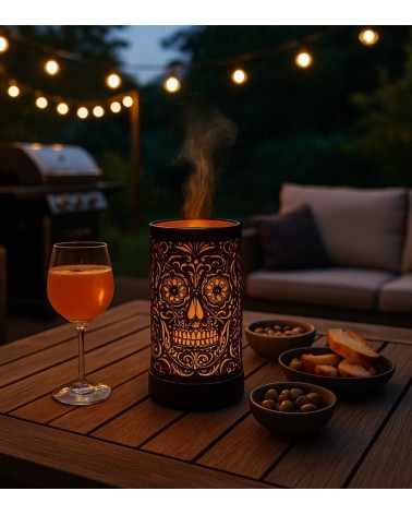Lampe aromathérapie Tête de mort, design audacieux et senteur raffinée.