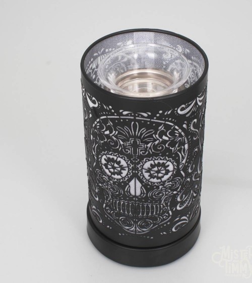 Lampe diffuseur de parfum motif Tête de mort, esprit rock et diffusion parfumée.