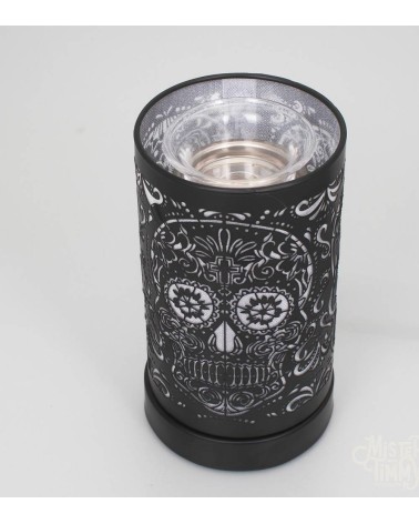 Lampe diffuseur de parfum motif Tête de mort, esprit rock et diffusion parfumée.