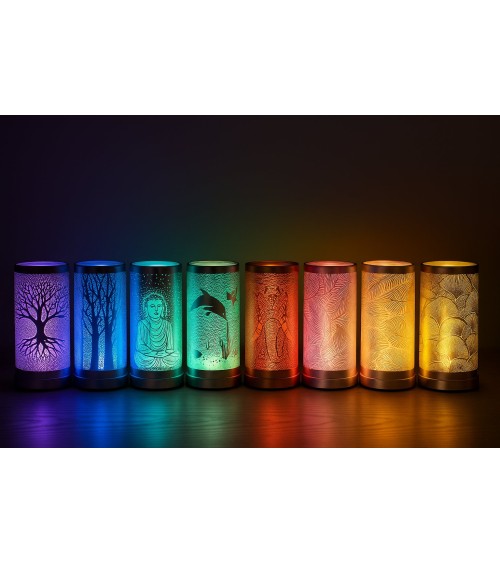 lampe diffuseur de parfum d'ambiance et de parfum artisanale de Grasse. 9 couleurs intégrées.