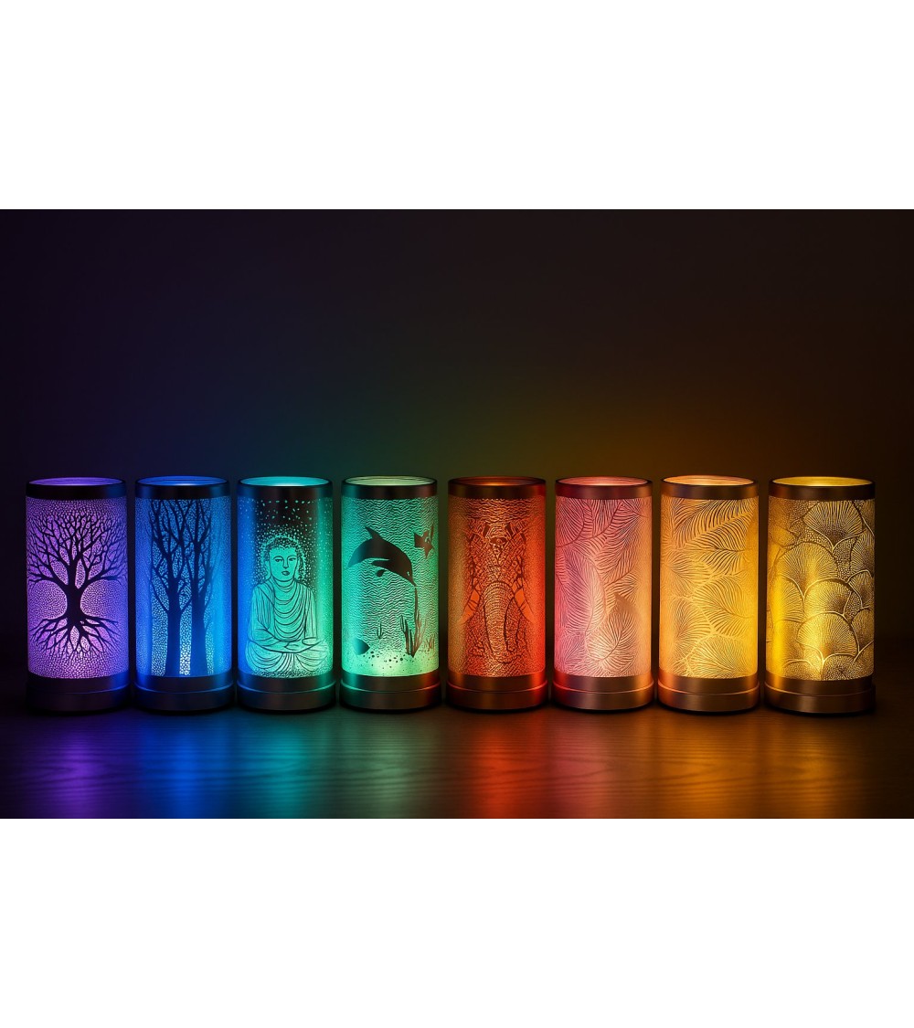 lampe diffuseur de parfum d'ambiance et de parfum artisanale de Grasse. 9 couleurs intégrées.
