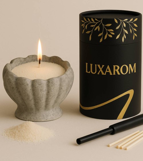 L’essentiel Luxarom – Sable de bougie 500g + 10 mèches réutilisables