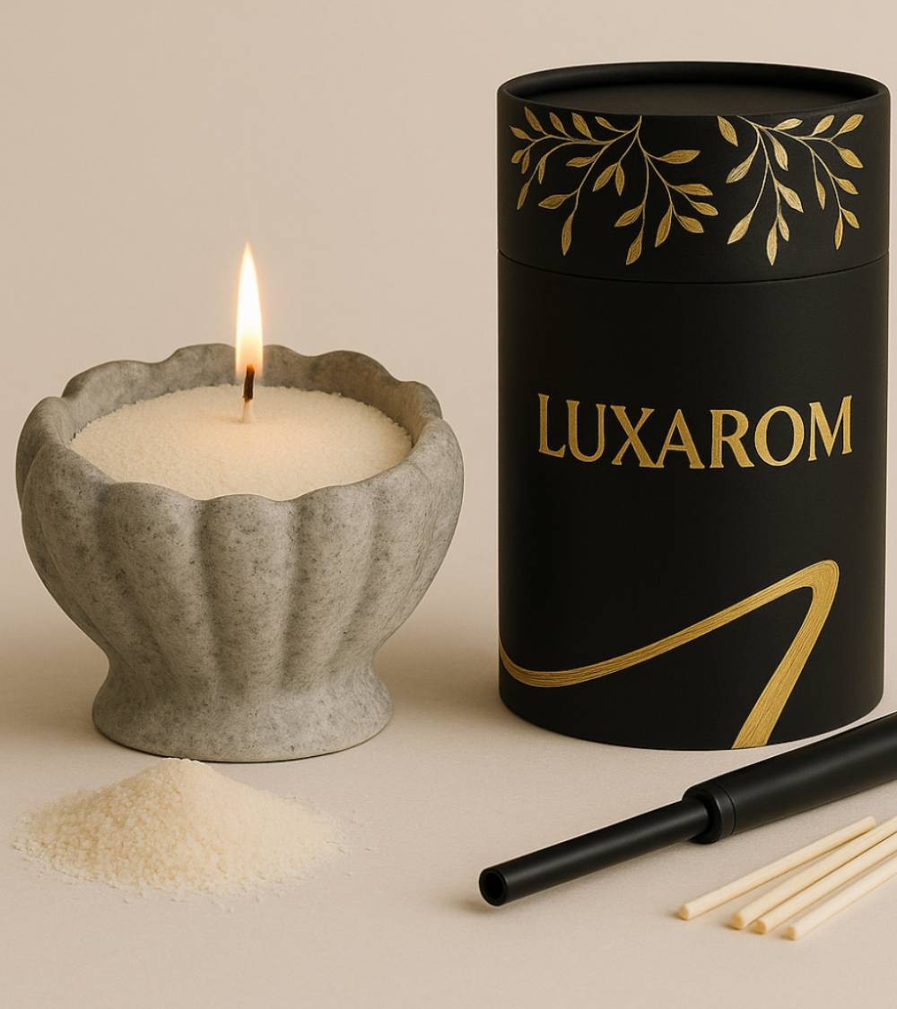 L’essentiel Luxarom – Sable de bougie 500g + 10 mèches réutilisables