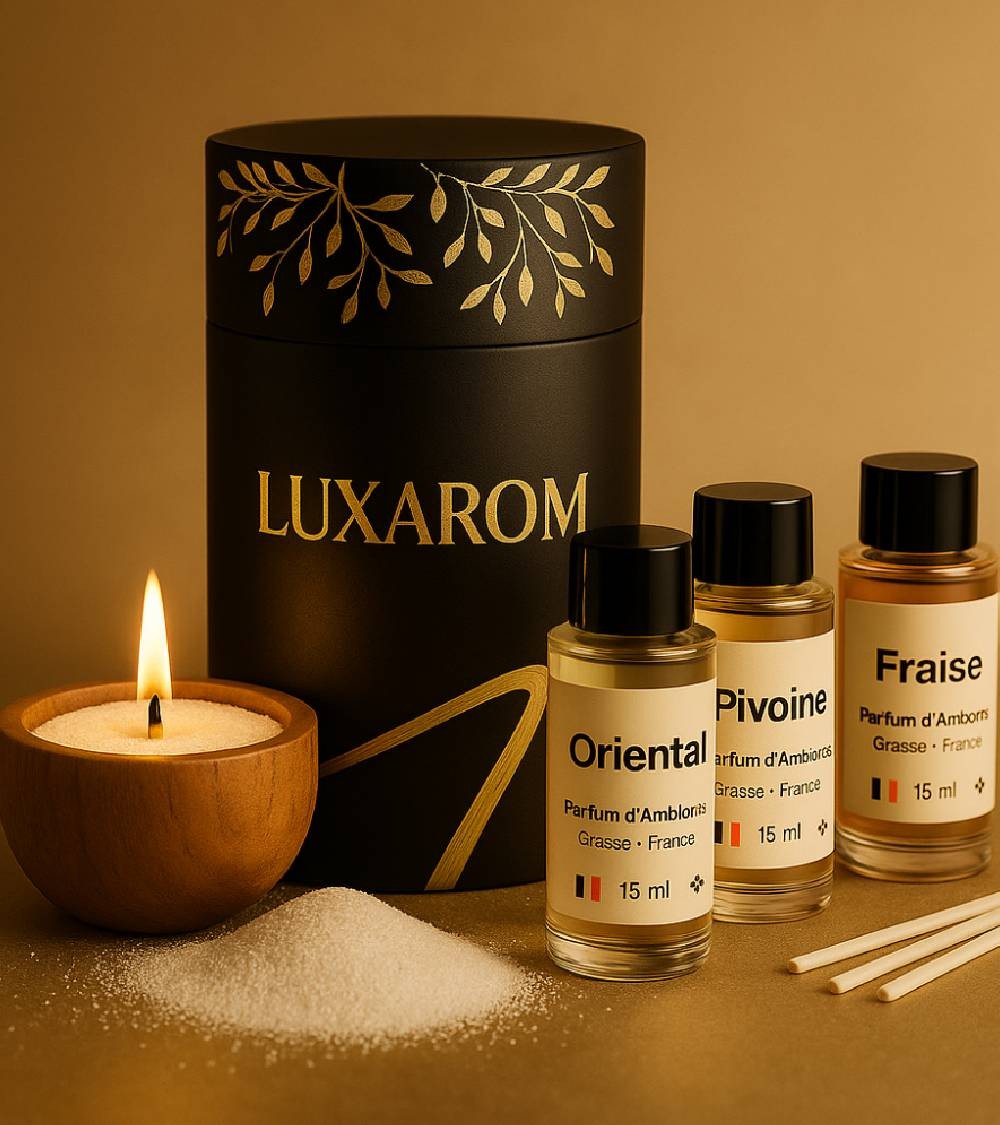 1 coffret de sable de bougie +

3 parfums + 10 mèches.
